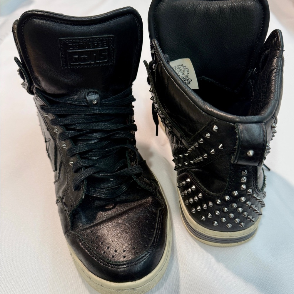 John Varvatos Black Studded Converse High-Top Sneakers - Picture 7 of 7